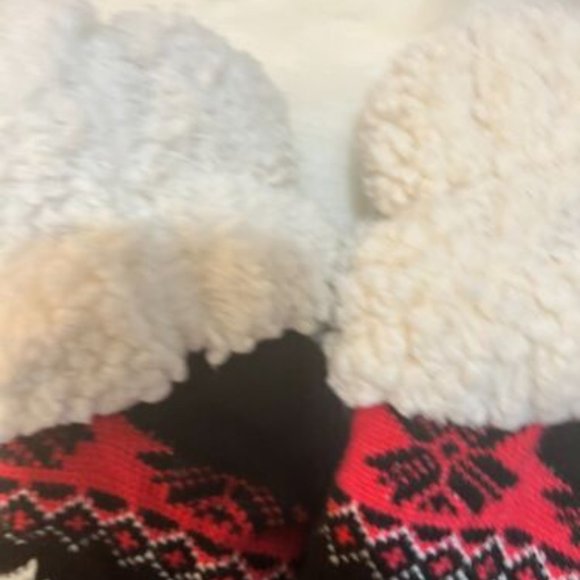 Comfy Winter Slipper/Socks White/Blk/Pink With Snowflakes One Size Fits All - Picture 3 of 6